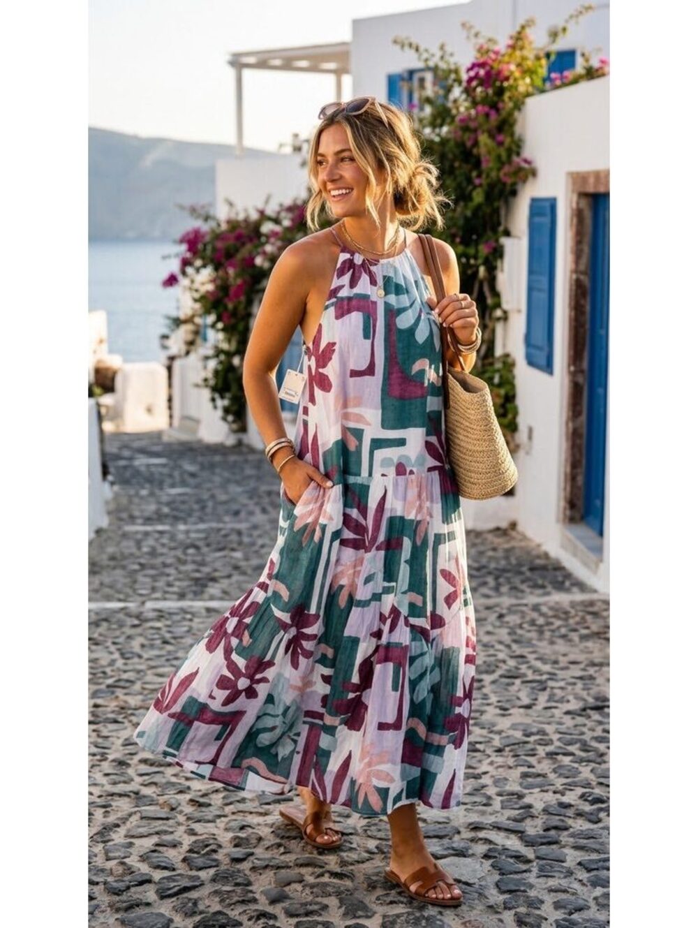 NWT Ana Summer Floral Maxi Dress XL Rayon Nylon Blend